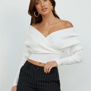 Hello Molly Off-Shoulder White Sweater